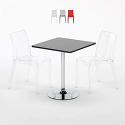 Grand Soleil Table carré et ronde avec 2 Chaises colo