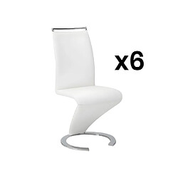 Vente-Unique Lot de 6 chaises TWIZY - Simili Blanc 