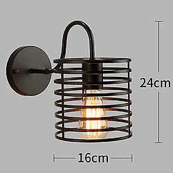 Universal Loft Fer Américain Noir Abat-jour Applique Vintage Cage Garde Applique Luminaire Loft Eclairage Intérieur Moderne Applique (Type H)