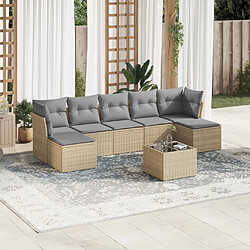 vidaXL Salon de jardin avec coussins 8 pcs beige résine tressée 