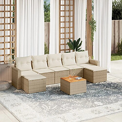 Maison Chic Salon de jardin avec coussins 8 pcs | Ensemble de Table et chaises | Mobilier d'Extérieur beige résine tressée -GKD11537