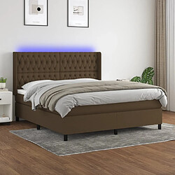 vidaXL Sommier à lattes de lit matelas et LED Marron foncé 180x200cm