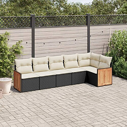 Maison Chic Ensemble Tables et chaises d'extérieur 6pcs avec coussins,Salon de jardin noir résine tressée -GKD881006