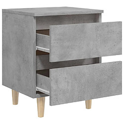 Maison Chic Table de chevet avec pieds en pin, Table de Nuit Gris béton 40x35x50 cm pas cher