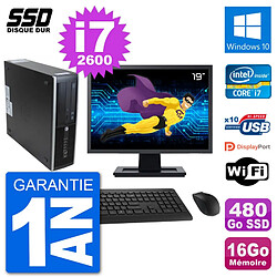 PC HP 8300 Elite SFF Ecran 19" Intel i7-2600 RAM 16Go SSD 480Go Windows 10 Wifi - Occasion