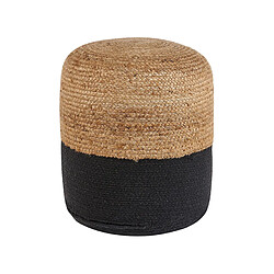 Beliani Pouf en coton et jute noir 46 x 48 cm DALAMA