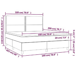 Acheter vidaXL Sommier à lattes de lit et matelas et LED Crème 180x200cm Tissu