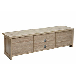 Mendler Meuble TV HWC-K75, Table de télévision, portes coulissantes, compartiments de rangement, aspect bois métal industriel 43x150x40cm ~ couleur naturelle pas cher