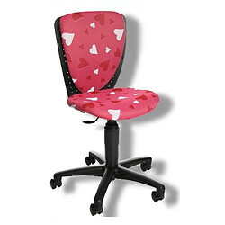 Topstar Siège de bureau / Siège pivotant SCOOL 3, tissu motif coeurs / rose