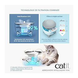 Cat-it CAT IT Fontaine a eau connectée pour chat - 2L (Acier inox, stérilisation UVC et application)