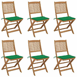 Maison Chic Lot de 6 Chaises pliables de jardin avec coussins - Fauteuil d'extérieur Bois d'acacia -MN72595