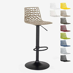 Tabouret Design Cuisine Bar Base Noire Mate Réglable Grand Soleil Spider Matt, Couleur: Beige Juta