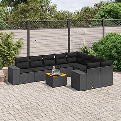 Maison Chic Salon de jardin 10 pcs avec coussins, Ensemble Tables et chaises d'extérieur noir résine tressée -GKD296957