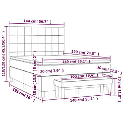 vidaXL Sommier à lattes de lit et matelas Gris clair 140x190cm Velours pas cher