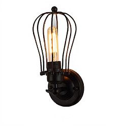 Universal Loft American Iron Black Lampadaire Applique Vintage Cage Garde Loft Luminaire Luminaire Eclairage Intérieur Moderne Applique (Style K) 