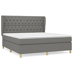 vidaXL Sommier à lattes de lit avec matelas Gris foncé 160x200cm Tissu