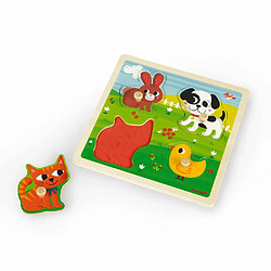 Puzzle en bois tactile Premiers animaux 4 pièces - Janod pas cher