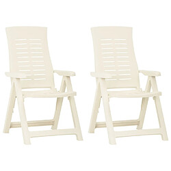 vidaXL Chaises inclinables de jardin lot de 2 Plastique Blanc 