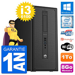 PC Tour HP EliteDesk 800 G2 Intel i3-6100 RAM 8Go Disque Dur 1To Windows 10 Wifi · Occasion 