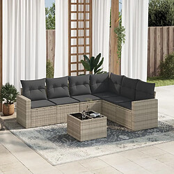 vidaXL Salon de jardin avec coussins 7 pcs gris clair résine tressée 