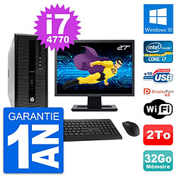 PC Tour HP 800 G1 Ecran 27" Intel i7-4770 RAM 32Go Disque 2To Windows 10 Wifi - Occasion