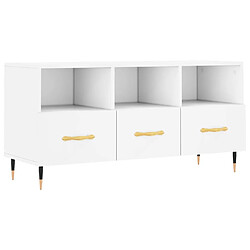 Maison Chic Meuble TV scandinave - Banc TV pour salon blanc 102x36x50 cm bois d'ingénierie -MN10966