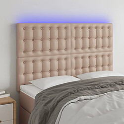 Maison Chic Tête de lit scandinave à LED,meuble de chambre Cappuccino 144x5x118/128 cm Similicuir -MN52233