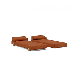 Inside 75 Méridienne design SIGMUND WOOD Burnt Orange convertible lit 160*200 cm pieds chêne pas cher