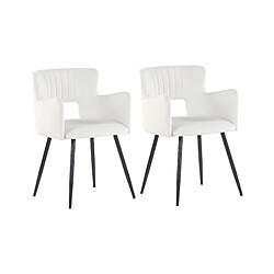 Beliani Chaise de salle à manger SANILAC Set de 2 Velours Blanc 