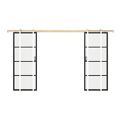 Avis Vente-Unique Porte coulissante double avec système à galandage - aluminium et verre trempé transparent - 2 x H205 x L83 cm - SINCA II