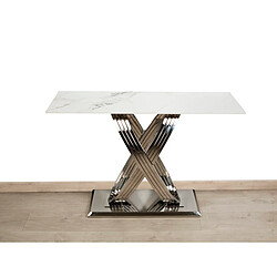 Avis Table Romimex Blanc Argenté Acier inoxydable Marbre synthétique 180 x 75 x 90 cm