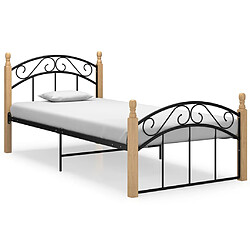 vidaXL Cadre de lit sans matelas noir métal bois chêne 100x200 cm