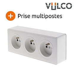 Prise triple 16A en saillie blanc - gamme Vulco - Zenitech