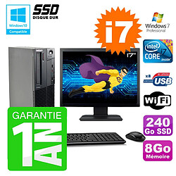 PC Lenovo M91p SFF Intel I7-2600 8Go Disque 240Go SSD Graveur Wifi W7 Ecran 17" - Occasion