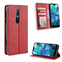 Etui en PU style vintage rouge pour votre Nokia 7.1