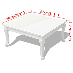 Acheter vidaXL Table basse 80x80x42 cm Blanc brillant