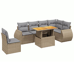 vidaXL Salon de jardin avec coussins 7 pcs beige résine tressée