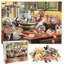 Universal Puzzle décompressé puzzle éducatif jouet, chat dans la cuisine 1000 pièces 