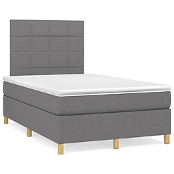 Maison Chic Lit adulte- Lit + matelas + LED,Sommier à lattes de lit matelas LED gris foncé 120x190 cm tissu -GKD79420