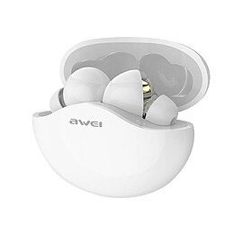 Awei Écouteurs Bluetooth 5.3 Boîtier de Charge Contrôle Tactile Gaming Blanc