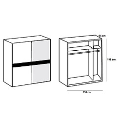 Avis Inside 75 Armoire portes coulissantes COMBER 135 cm blanc / gris