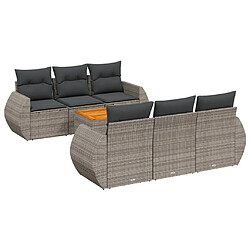 vidaXL Salon de jardin avec coussins 7 pcs gris résine tressée