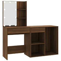 Helloshop26 Coiffeuse à led avec armoire 60 x 40 x 140 cm chêne marron bois d'ingénierie 02_0006265