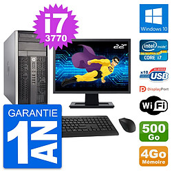 PC Tour HP Pro 6300 CMT Ecran 22" i7-3770 RAM 4Go Disque 500Go Windows 10 Wifi - Occasion