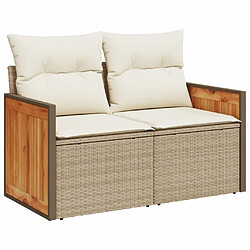 Avis vidaXL Salon de jardin avec coussins 7 pcs beige résine tressée