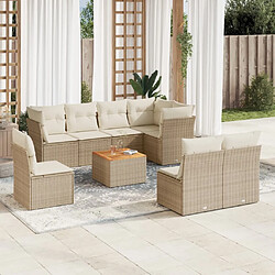 Maison Chic Salon de jardin avec coussins 9 pcs, Ensemble Tables et chaises de jardin, beige résine tressée -GKD479848