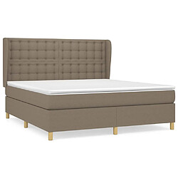 vidaXL Sommier à lattes de lit avec matelas Taupe 180x200 cm Tissu