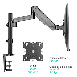 Avis ONKRON Bras Articulé Écran PC 13 - 34 Pouces Ecran, Support Ecran PC Bureau Poids jusqu'à 8 kg - Porte Ecran PC VESA 75x75 & VESA 100x100/Pied pour Ecran PC Inclinable Pivotant Rotatif G70-B Noir