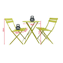 Avis Mobili Rebecca Ensemble Table Et 2 Chaises De Jardin En Acier Vert Peu Encombrant