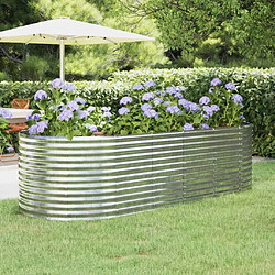 Maison Chic Jardinière,Lit surélevé de jardin - Bac à fleurs - pot de fleur Acier enduit de poudre Argenté -GKD46556